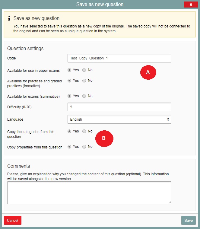 CAT supportsite: Digital assessment with Remindo | Copying a question